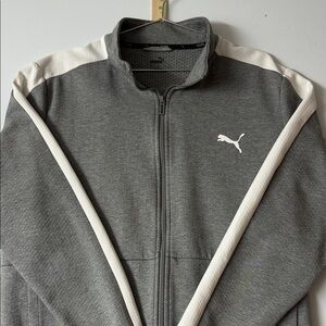 NWOT - Puma Men's Zip-Up Sweater in Gray and White